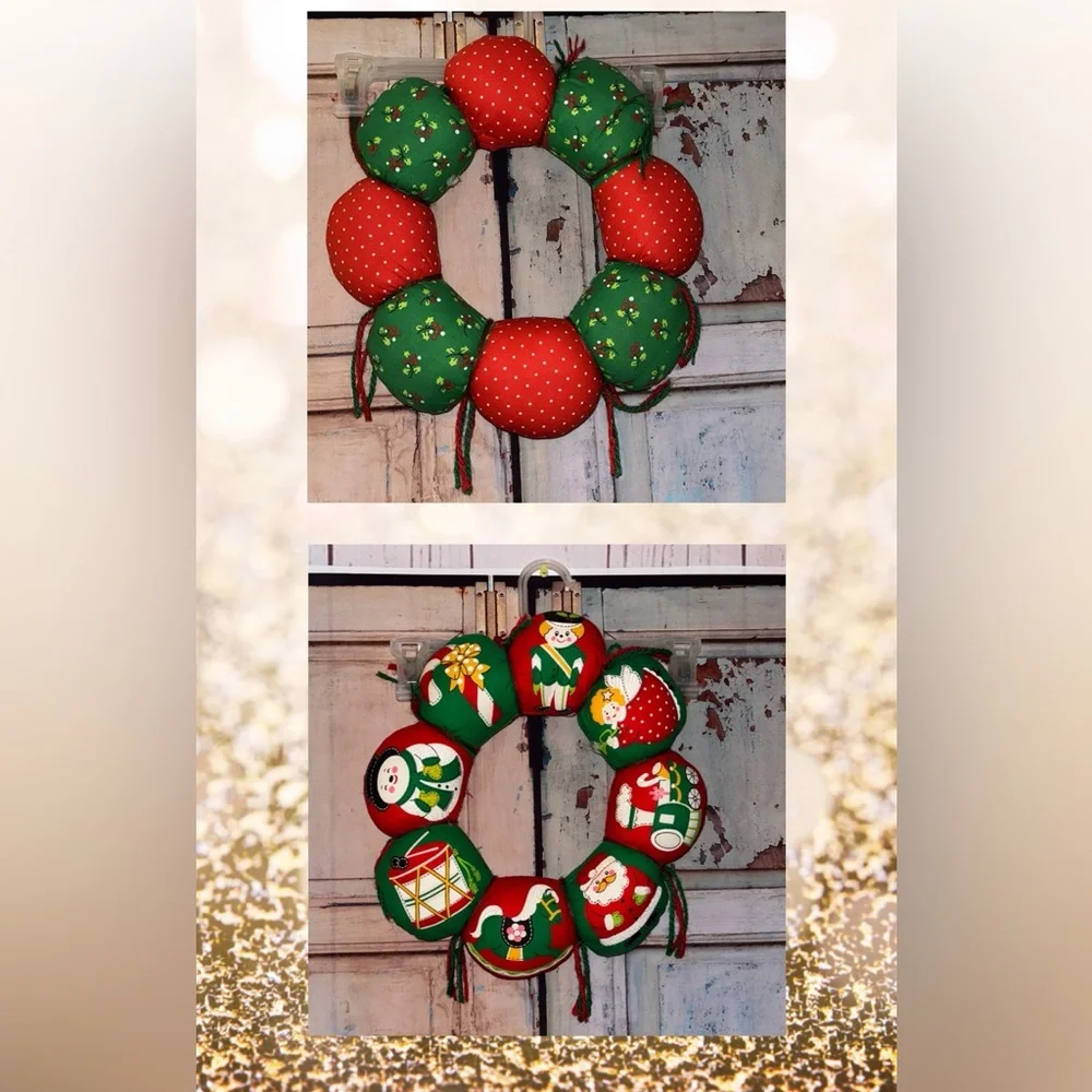 Vintage Reversible handmade Festive Christmas Wreath red and green
